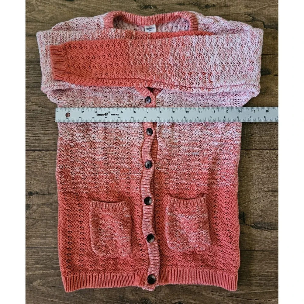 OSHKOSH  B'GOSH Girls Knit Pink Ombre Cardigan Sweater Size 8